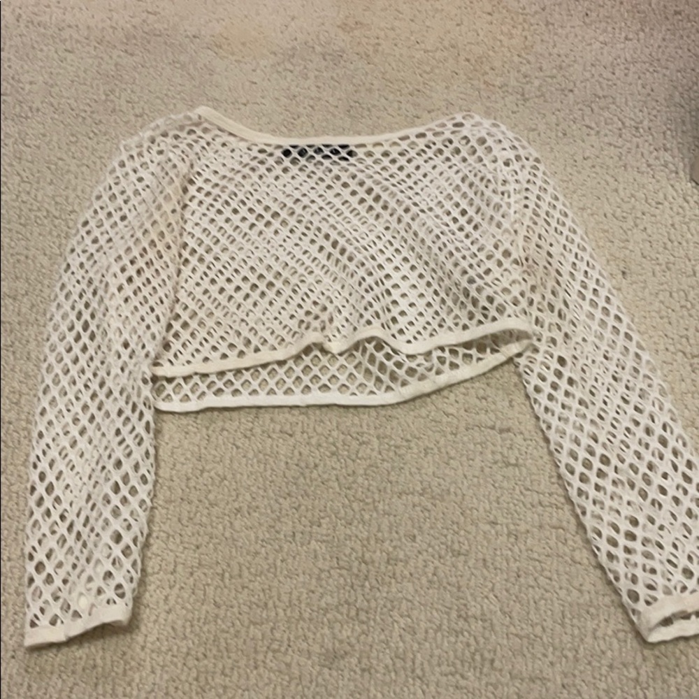 white fish net crop top